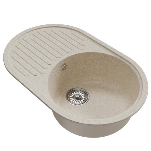 Мойка ML-GM16 овальная с крылом, бежевая (328), 730х460х180 мм: фотография 1