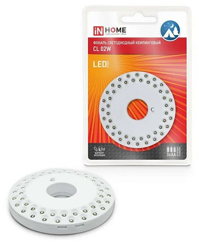 Фонарь кемпинговый СL 02W 5W 48LED 300лм 3AA подвес/магнит бел. IN HOME 4690612031941: фотография 1