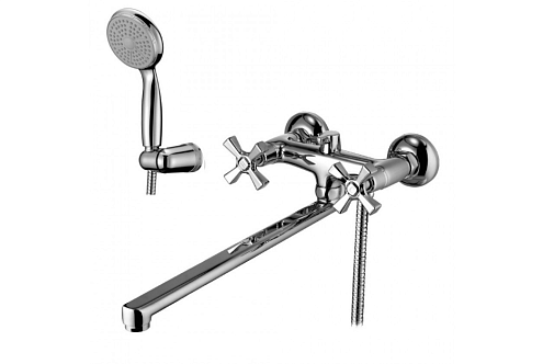 LM2512C &quot;Бенефит&quot; Смеситель универсальный с плоск. изл.350мм, дивертор с керамич. пласт, с аксессуар., хром: фотография 1