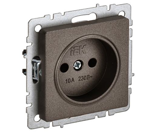 Розетка 1-местная BRITE без заземления без защитных шторок 10А РС10-1-0-БрТБ темная бронза IEK BR-R10-10-K45: фотография 1