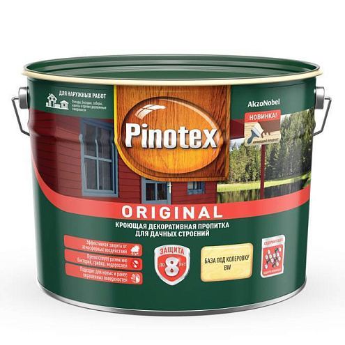 Кроющая декоративная пропитка Pinotex Original, BW, 9л: фотография 1