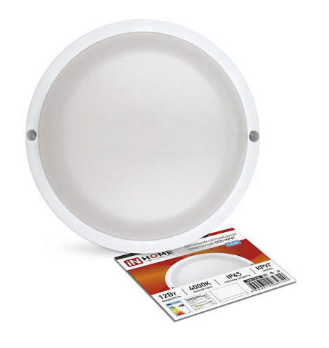 Светильник светодиодный герметичный СПП-КРУГ 12Вт 230В 4000К 960лм IP65 IN HOME 4690612034720: фотография 1