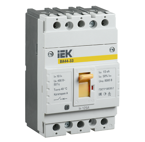 Выключатель автоматический 3п 125А 15кА ВА44 33 IEK SVA4410-3-0125: фотография 1