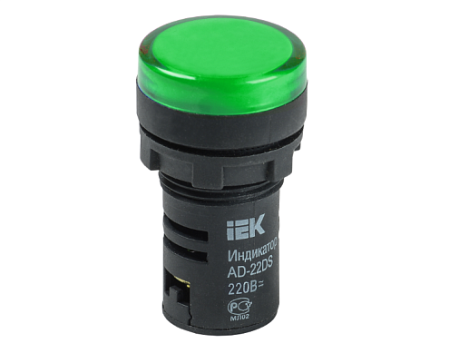 Лампа AD22DS(LED)матрица d22мм зеленый 230В IEK BLS10-ADDS-230-K06: фотография 1
