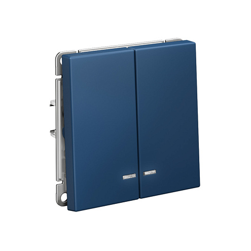 Выключатель 2-клавишный ArtGallery (сх.5а) 10AX с подсветкой механизм аквамарин Systeme Electric GAL001153: фотография 1