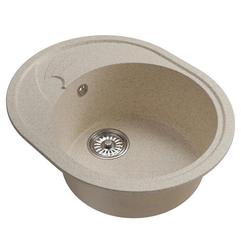 Мойка ML-GM17 овальная с крылом, бежевая (328), 580х470х180 мм: фотография 1