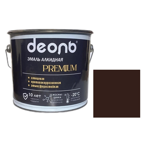 Антикоррозионная глянцевая эмаль PREMIUM ДЕОЛЬ Коричневая RAL 8017 2,7л : фотография 1
