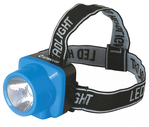 Фонарь налобный аккумуляторный LED 5374  220В LED 1 режим; голубой Ultraflash 12427: фотография 1