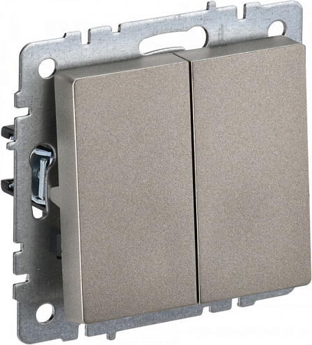 Выключатель проходной 2-кл. СП BRITE ВС10-2-6-БрШ 10А шампань IEK BR-V22-0-10-K37: фотография 1