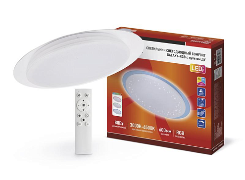 Светильник светодиодный COMFORT GALAXY-RGB 80Вт 230В 3000-6500К 6000лм 600х85мм с пультом ДУ IN HOME 4690612035178: фотография 1