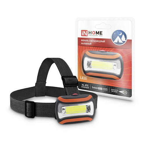 Фонарь налобный HL 07O LED 3ААА 3 реж. оранж. IN HOME 4690612031835: фотография 1