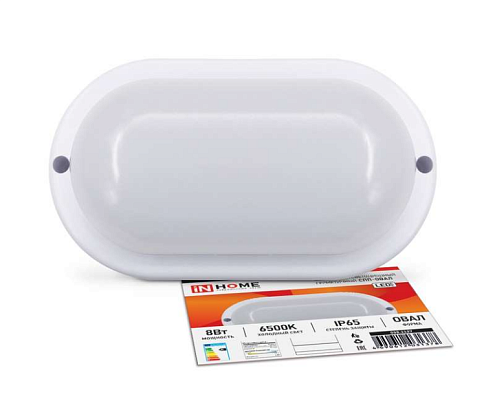 Светильник светодиодный СПП-ОВАЛ 8Вт 230В 6500К 640Лм IP65 герметичный IN HOME 4690612031378: фотография 1