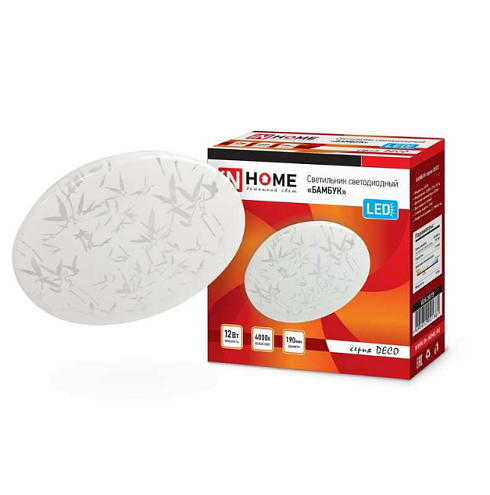 Светильник светодиодный DECO 12Вт 230В 4000К 780лм 190мм БАМБУК IN HOME 4690612021881: фотография 1