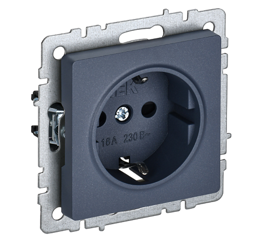 Розетка 1-местная BRITE с заземлением с защитными шторками 16А РС14-1-0-БрМ  механизм маренго IEK BR-R14-16-K35: фотография 1