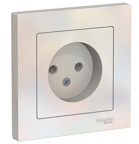 Розетка ATLAS DESIGN без заземл. 16А в сборе жемчуг SchE ATN000440: фотография 1