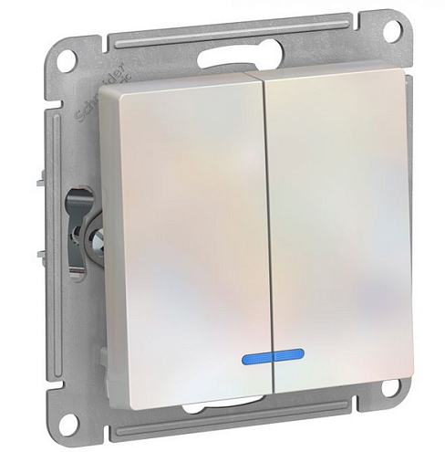 Механизм выключателя 2-кл. ATLAS DESIGN с подсветкой (сх.5а) 10АХ жемчуг SchE ATN000453: фотография 1