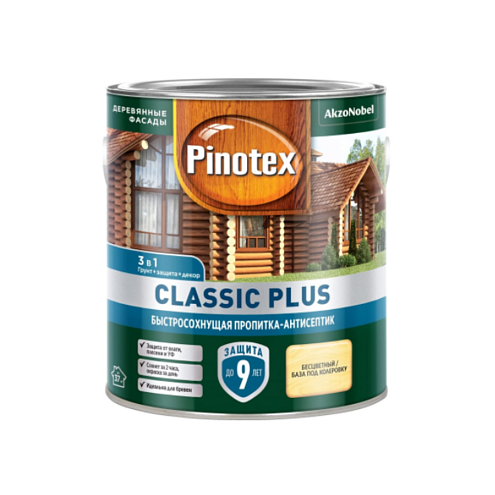 Пропитка-антисептик 3 в1 Pinotex Classic Plus акрил-алкидная CLR  2,5л: фотография 1