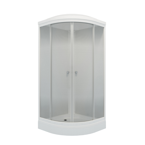 Душевая кабина  &quot;Лайт&quot; 100х100 А 1/4 круга, низкий подд., Градиент, Белый, ДН4, сифон D90мм: фотография 1