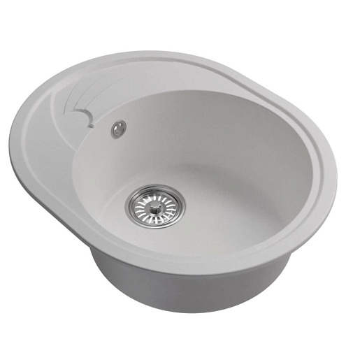 Мойка ML-GM17 овальная с крылом, ультра-белая (341), 580х470х180 мм: фотография 1