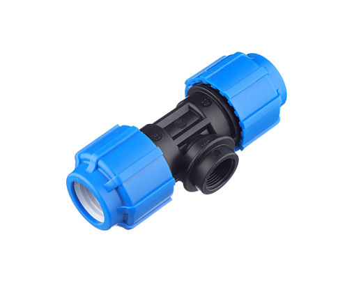 Тройник ПЭ 32х3/4&quot;х32 внутренняя резьба  обжимной ТПК-Аква: фотография 1