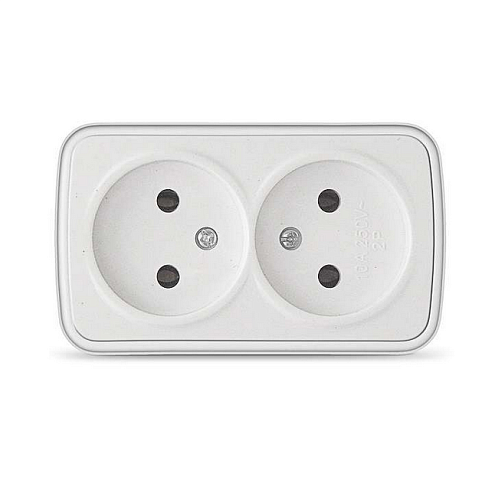 Розетка 2-м ОП Электра 16А IP20 без заземл. бел. Союз 0024: фотография 1