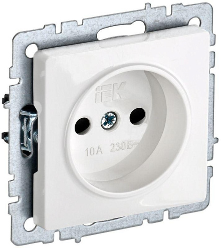 Розетка BRITE РС10-1-0-БрБ 10А без заземл. без защ. шторок бел. IEK BR-R10-10-K01: фотография 1