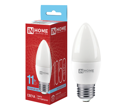 Лампа светодиодная LED-СВЕЧА-VC 11Вт 230В E14 6500К 1050Лм IN HOME 4690612024844: фотография 1