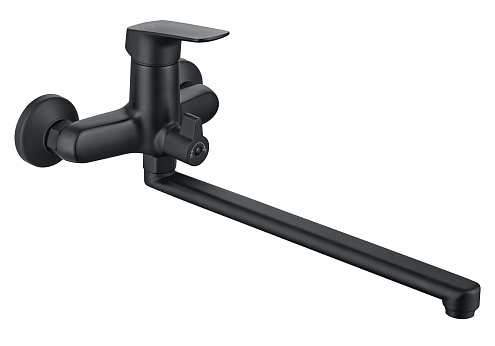 Смеситель для ванны с длинным изливом Aquatek матовый черный AQ1042MB Вега: фотография 1