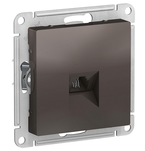 Механизм розетки телефонной 1-м СП ATLAS DESIGN RJ11 мокко SchE ATN000681: фотография 1