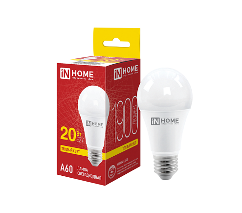 Лампа светодиодная LED-A60-VC 20Вт груша 230В Е27 3000К 1900Лм IN HOME 4690612020297: фотография 1
