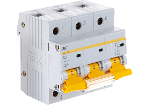 Выключатель автоматический модульный 3п C 32А 10кА ВА47-100 IEK MVA40-3-032-C: фотография 1