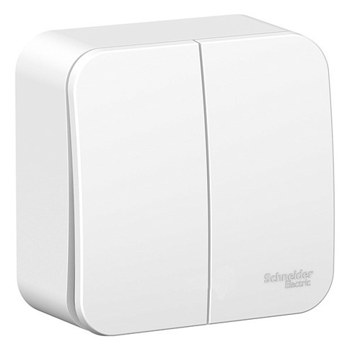 Выключатель 2-клавиши ОП Blanca 10А IP20 (сх. 5) 250В с металлической пластиной белый SE BLNVA105021: фотография 1