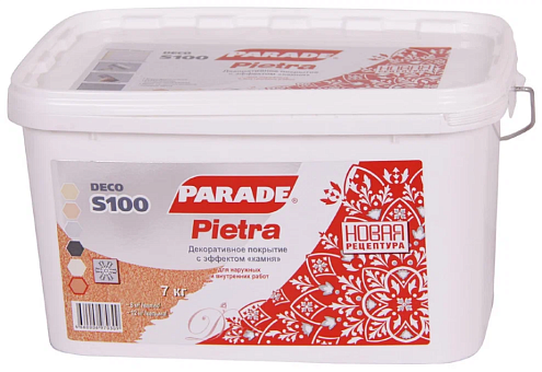 Декоративное покрытие PARADE DECO Pietra S100 с эффектом камня, терракота, 7кг: фотография 1
