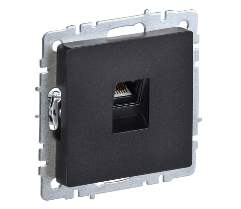Розетка компьютерная 1-местная Brite RJ45 кат.5E РК10-БрЧ черный IEK BR-K10-1-K02: фотография 1