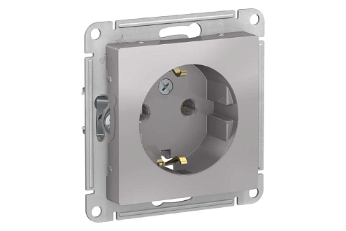 Механизм розетки 1-м СП ATLAS DESIGN с заземл. 16А алюм. SchE ATN000343: фотография 1