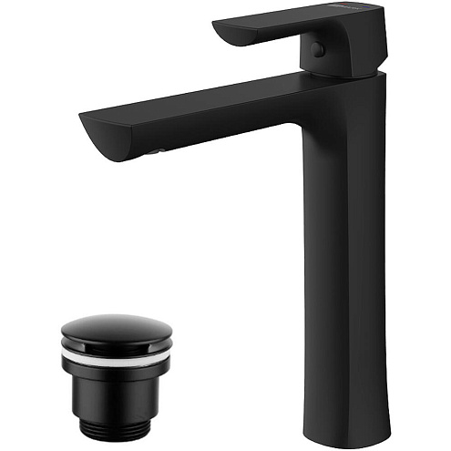 Смеситель Lemark "Урсус" LM7209BL для умывальника высокий монолитный черный: фотография 1