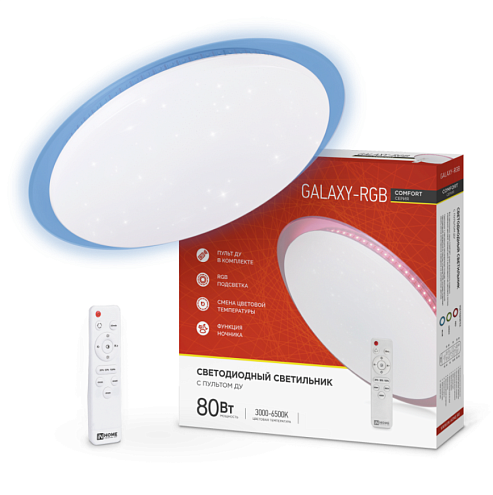 Светильник светодиодный COMFORT GALAXY-RGB 80Вт 230В 3000-6500K 6000Лм 600x85мм с пультом ДУ IN HOME 4690612035178: фотография 1