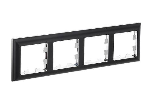 Рамка 4-местная BRITE РУ-4-Бр хром/черный IEK BR-M42-12-2-K23: фотография 1