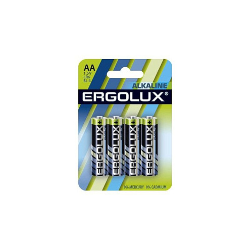 Элемент питания алкалиновый Ergolux AA (4шт) LR6 BL-4: фотография 1