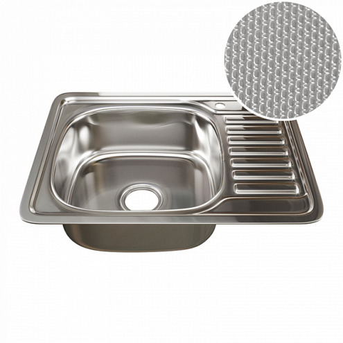 Мойка врезная 650х500 левый выпуск 3 1/2"  MIXLINE 180 мм с сифоном ДЕКОР: фотография 1