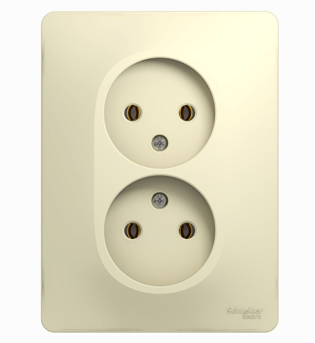 Розетка двойная Glossa 16А IP20 без заземления бежевый Systeme Electric GSL000220: фотография 1