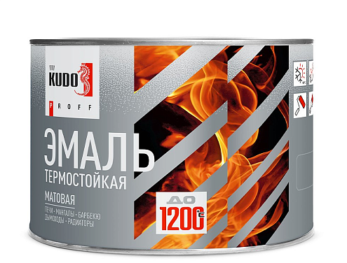 Эмаль термостойкая (до 500°С ) KUDO PROFF, матовая, графитово-серая RAL 7024, 0,4кг: фотография 1