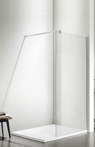 Душевое ограждение SANTREK AQUA Тour - SG-1300-G-Chrome 1300х1950 стекло Грейп 6мм, профиль Хром, штанга в комплекте: фотография 1