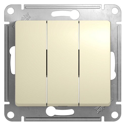 Выключатель 3-клавишный Glossa 10А IP20 (сх.1+1+1) 10AX  механизм бежевый Systeme Electric GSL000231: фотография 1