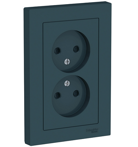 Розетка 2-м ATLAS DESIGN без заземл. защ. шторки16А в сборе изумруд SchE ATN000822: фотография 1