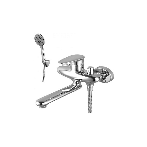 LM4414C &quot;Статус&quot; Смеситель для ванны с повор. плоск. изливом 170мм, боковой дивертор с кер. пласт, с аксесс.: фотография 1