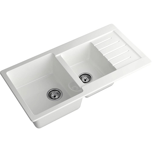 Мойка GRANFEST GF-P980KL  2 чаши+крыло 980х510 мм иней: фотография 1