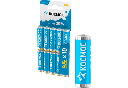 Элемент питания алкалиновый AA/LR6 10хBL (уп.10шт) КОСМОС KOCLR610BL: фотография 1