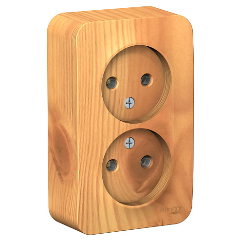 Розетка 2-м ОП Blanca 16А IP20 250В без заземл. без защ. шторок с изолир. пластиной ясень SchE BLNRA000215: фотография 1