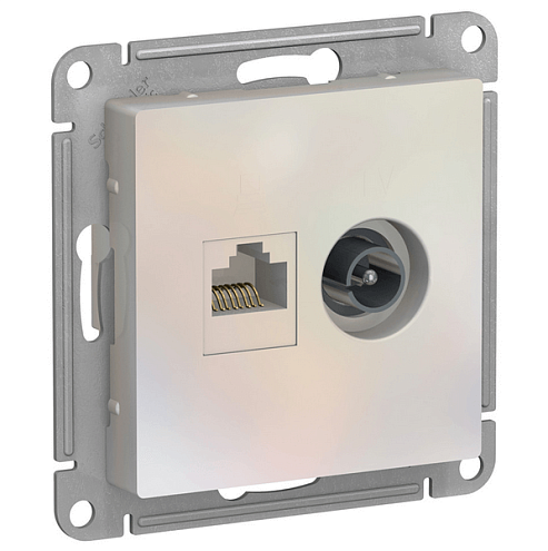 Механизм розетки 2-м ATLAS DESIGN комп. RJ45 кат.5E+TV жемчуг SchE ATN000489: фотография 1